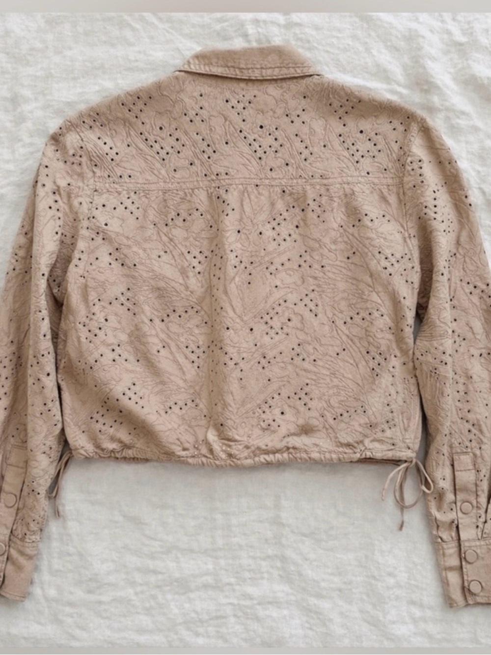 Solid & Striped Harlow Cropped Linen Blend Shirt Sand Size Small - Picture 2 of 10